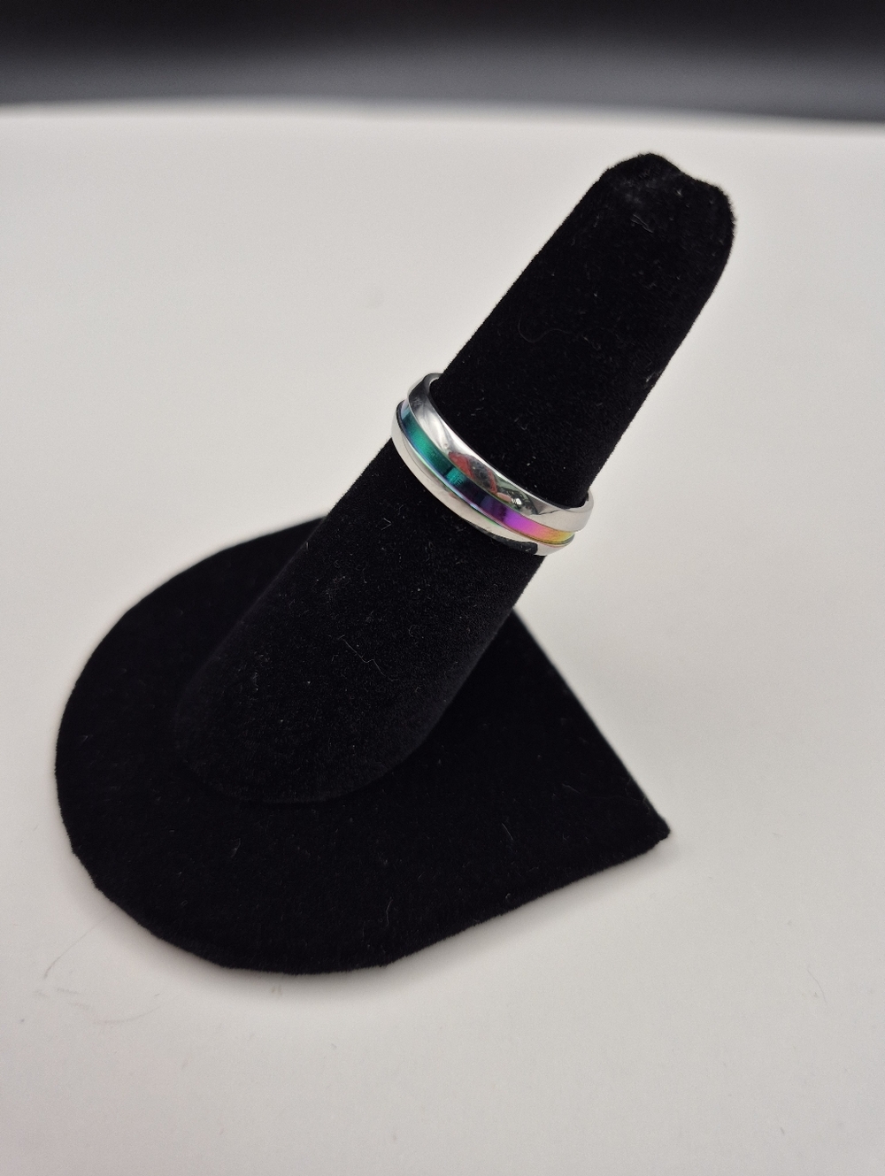 Sterling Silver Rainbow Inlay Band Ring - Multicolor - Picture 3 of 4